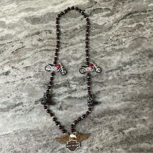 Enjoy the Ride Motorcycle Eagle Wings Bead Necklace Plastic Resin Boots